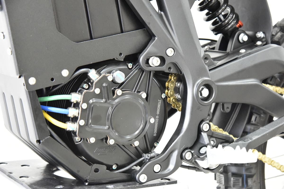 detailed view of the motor of a dirt bike
